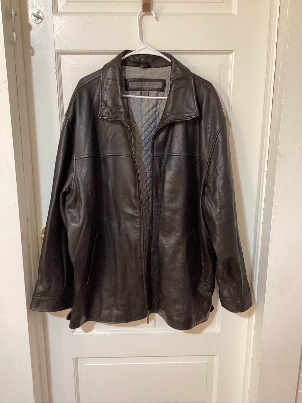 Men's Le Collezioni Structure Leather Jacket - Lightweight Zip Front